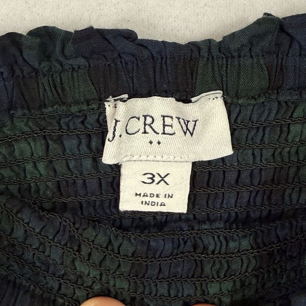 NEW Plus Size J.Crew Green Tartan Plaid Smocked Tiered Poplin Midi Dress Size 3X - Picture 3 of 11